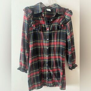 Vintage Plaid Ruffle Dress